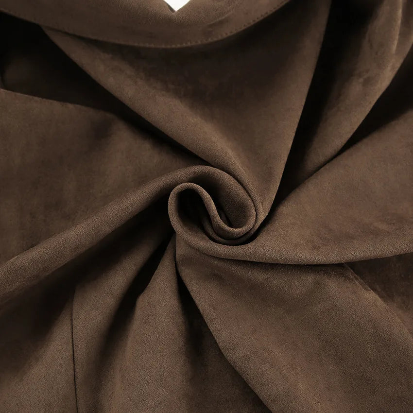 Brown Suede Tie Up Jacket