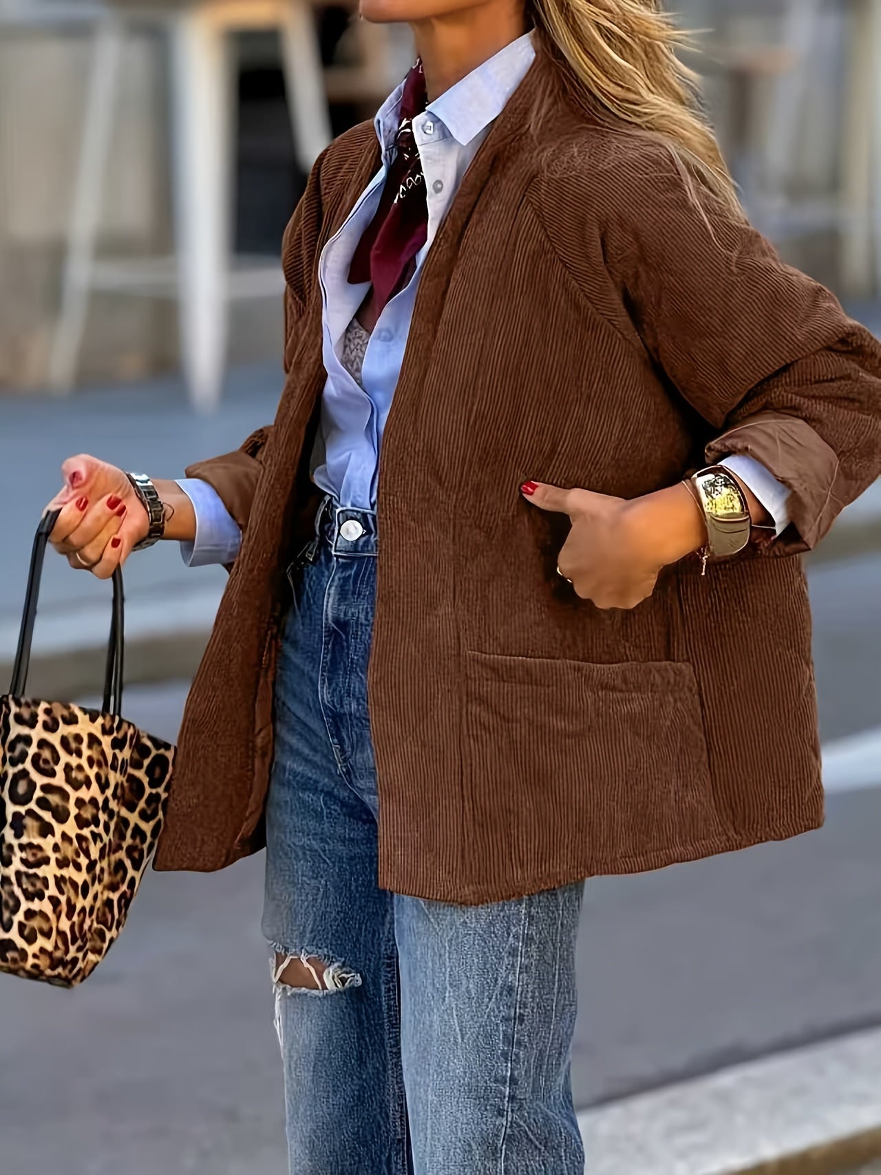 Elegant Brown Tweed Jacket