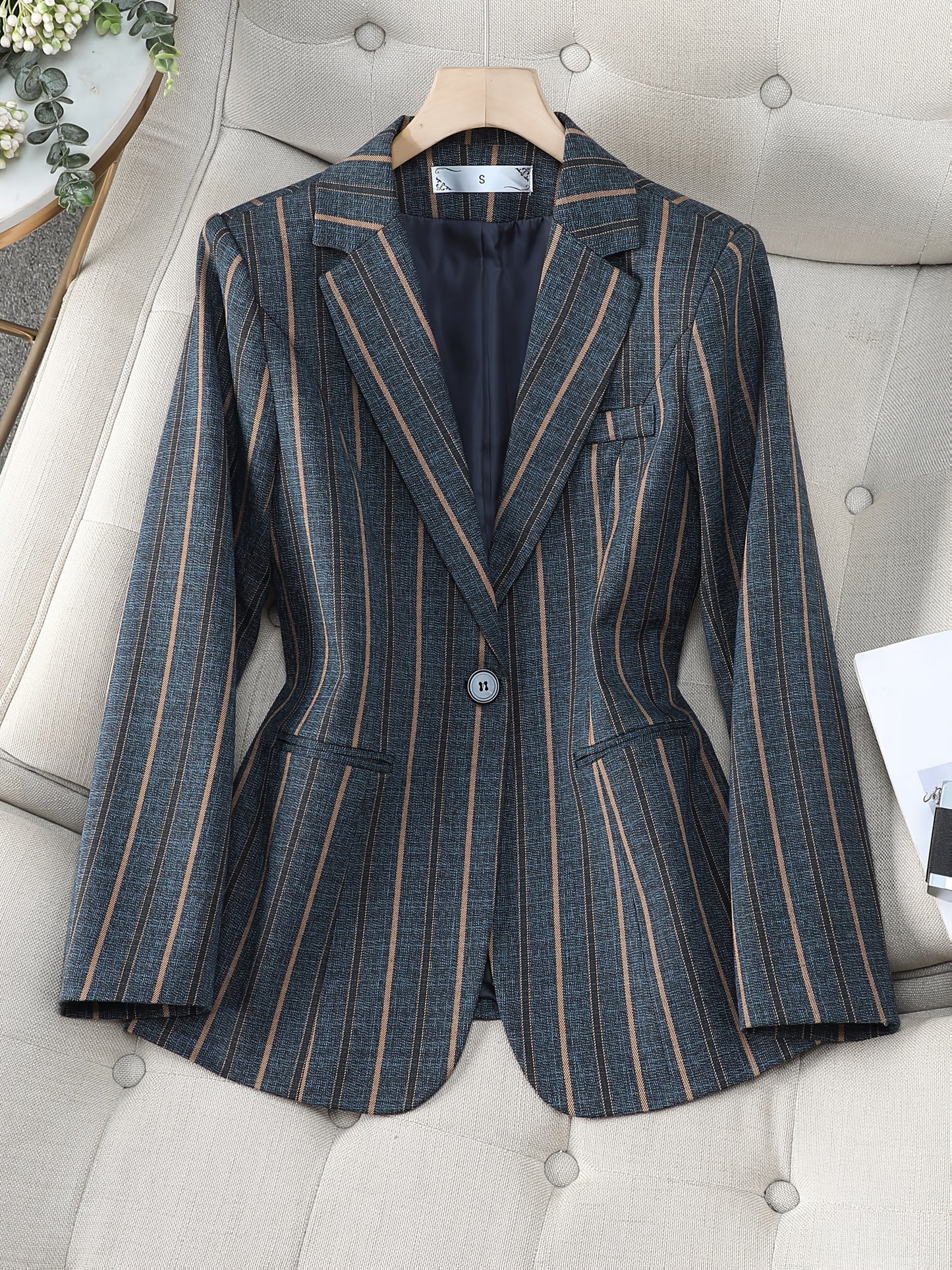 Blue & Brown Striped Suit