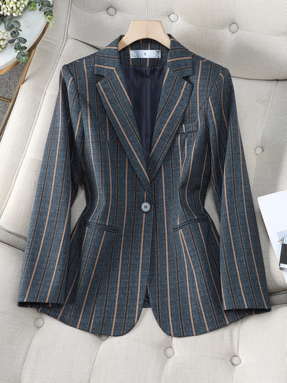 Blue & Brown Striped Suit