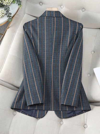 Blue & Brown Striped Suit
