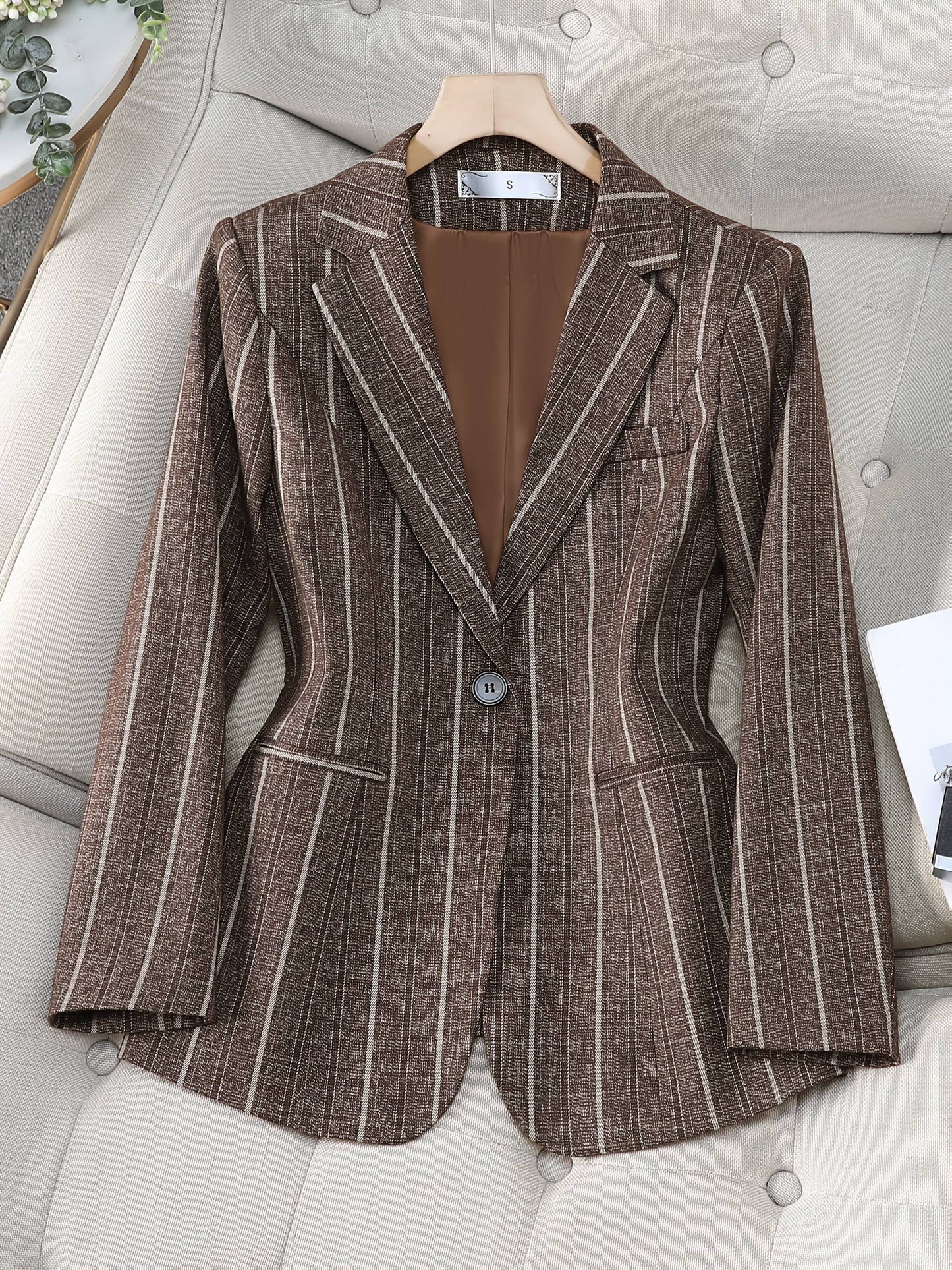Blue & Brown Striped Suit