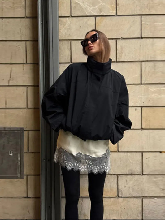 Stand Collar Drawstring Jacket