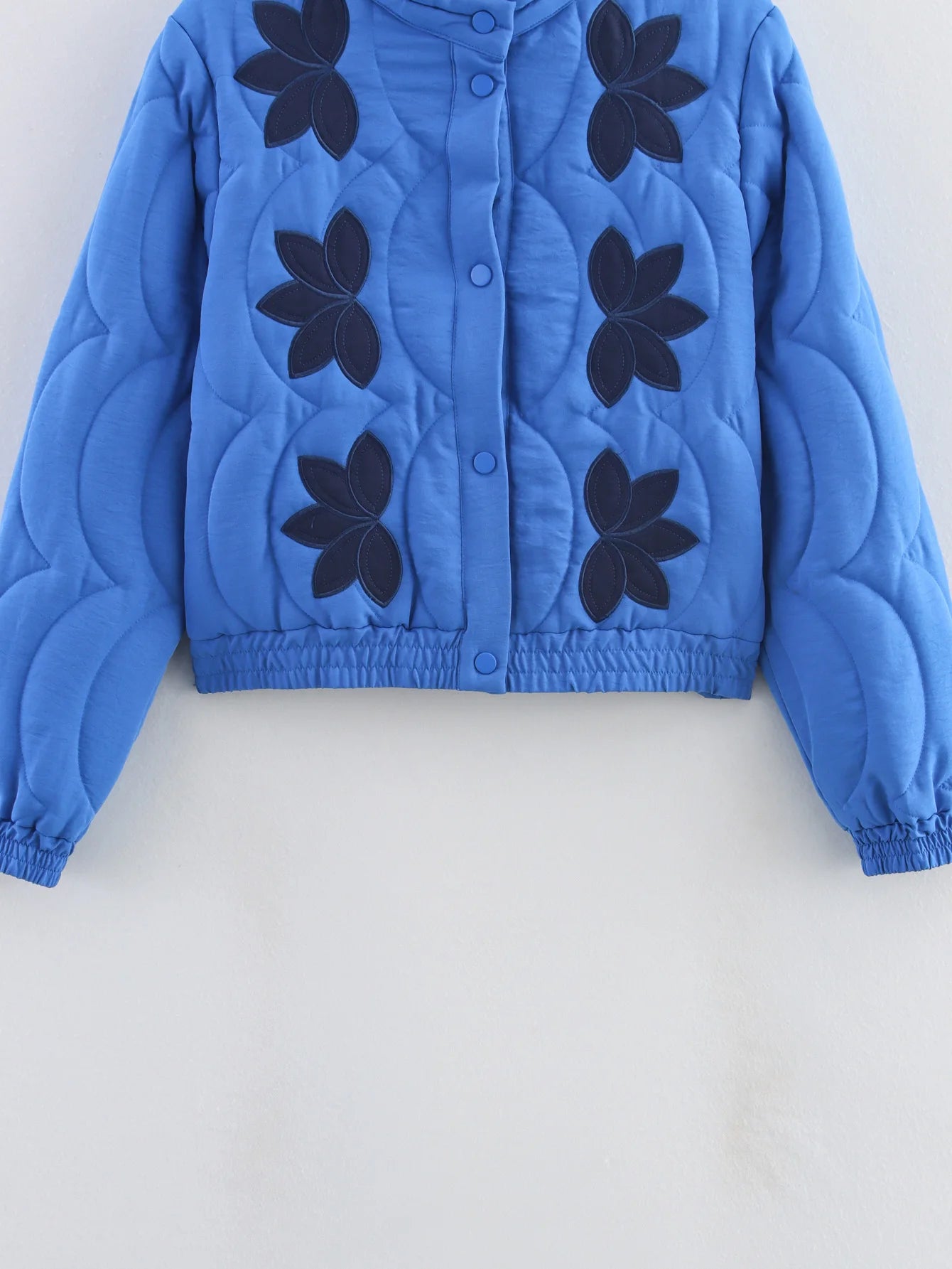 Quilted Floral Embroidery Bomber