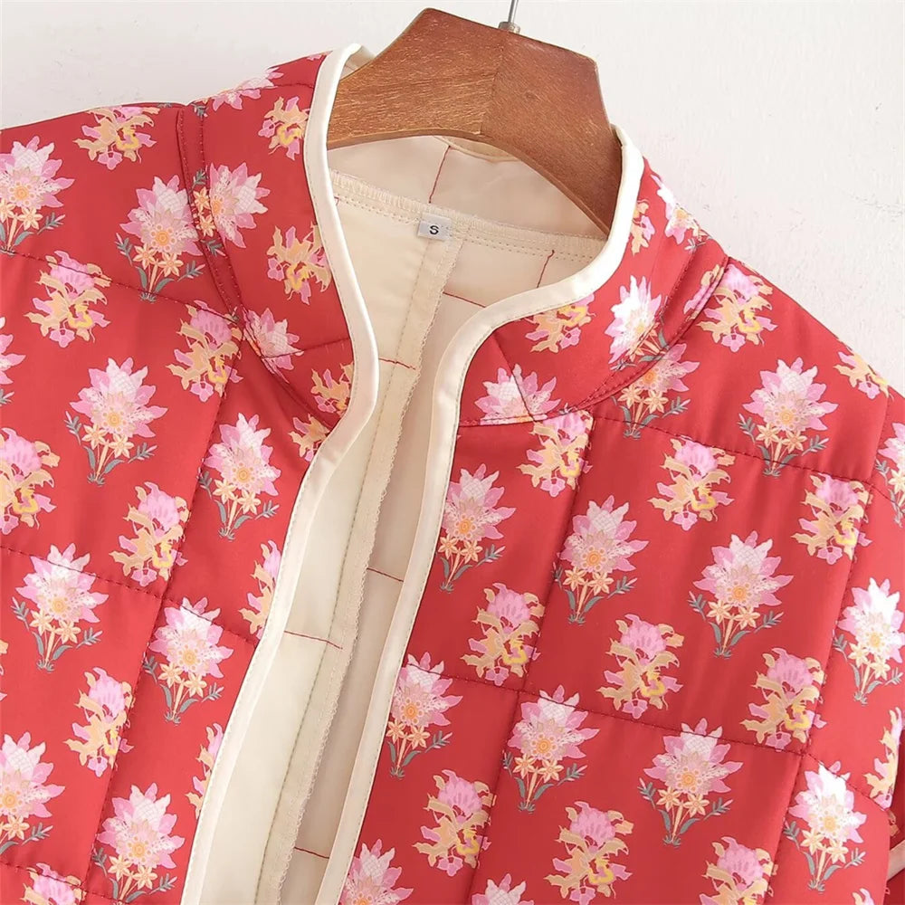 Red Printed Cotton Bomber