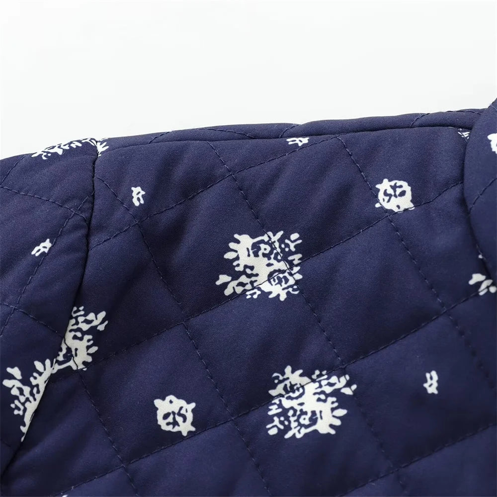 Snow Blue Printed Bomber