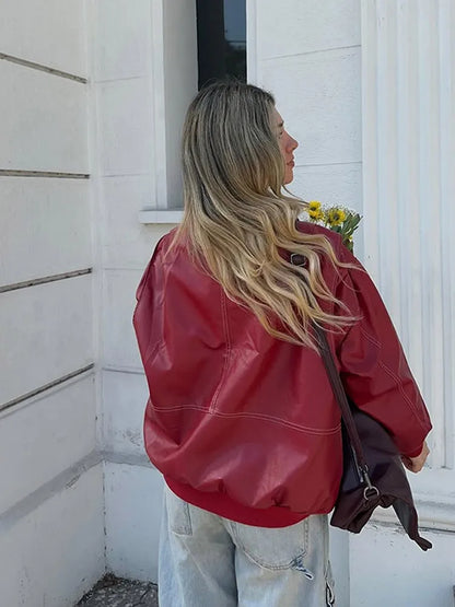 Red Leather Street Jacket