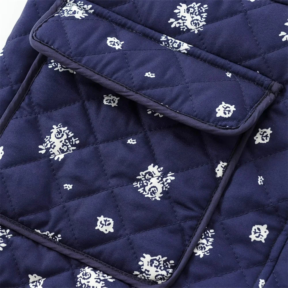 Snow Blue Printed Bomber