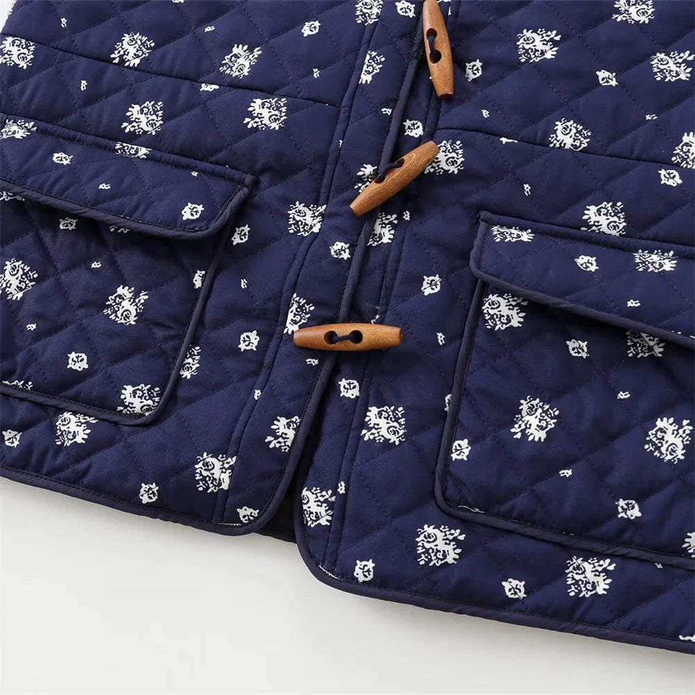 Snow Blue Printed Bomber