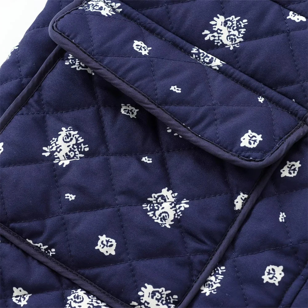 Snow Blue Printed Bomber