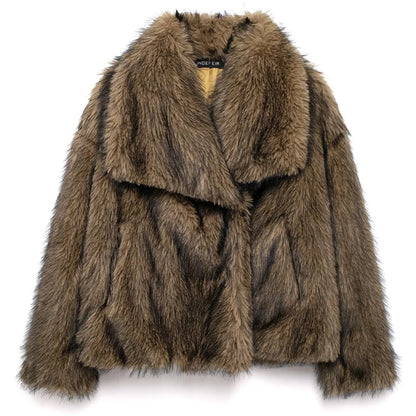 White Fluffy Faux Fur Coat