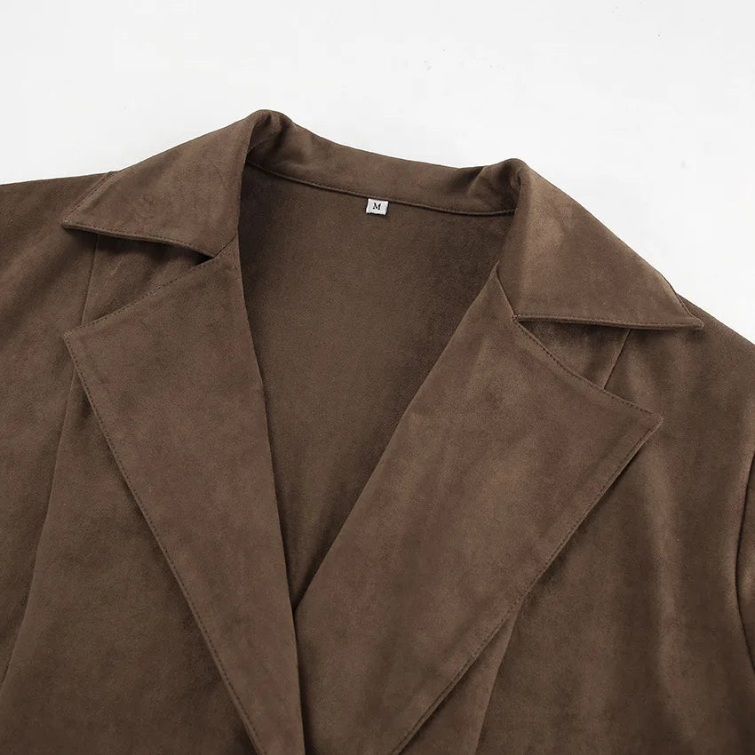 Brown Suede Tie Up Jacket
