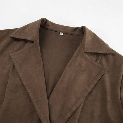 Brown Suede Tie Up Jacket