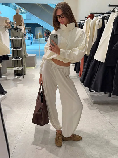 Stand Collar Drawstring Jacket