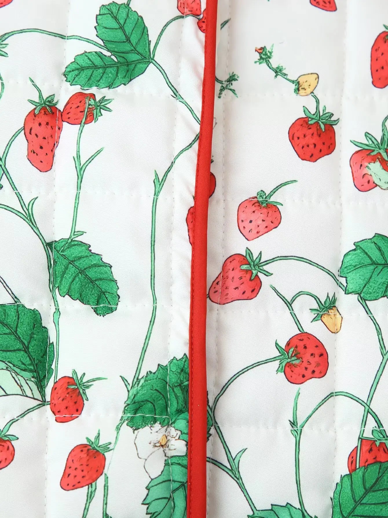 Strawberry Print Puffer Jacket