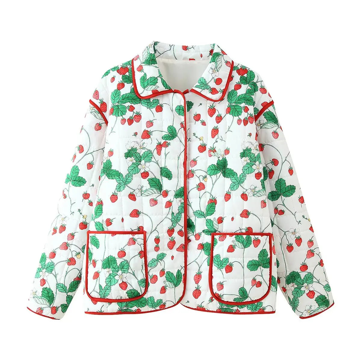 Strawberry Print Puffer Jacket