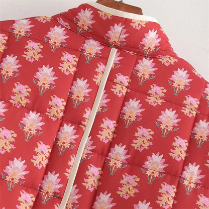 Red Printed Cotton Bomber