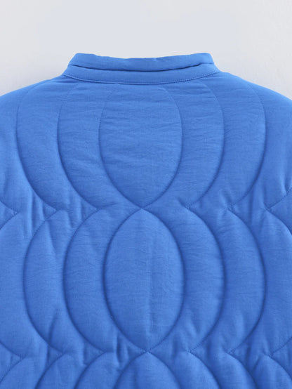 Quilted Floral Embroidery Bomber