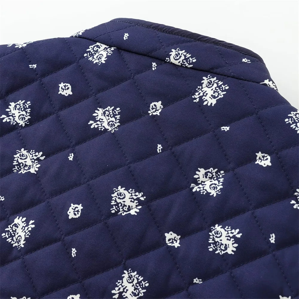 Snow Blue Printed Bomber