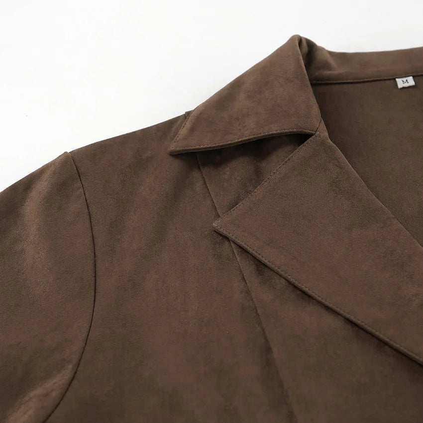 Brown Suede Tie Up Jacket