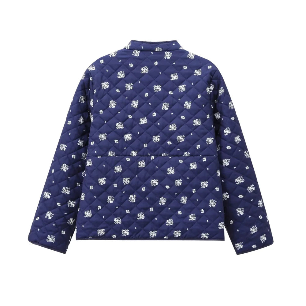 Snow Blue Printed Bomber