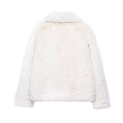 White Fluffy Faux Fur Coat