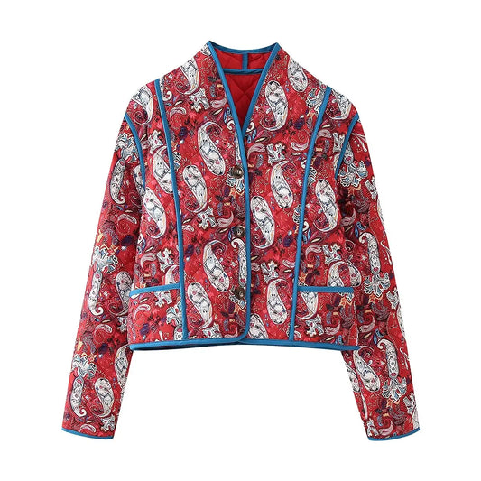 Red Printed Bomber