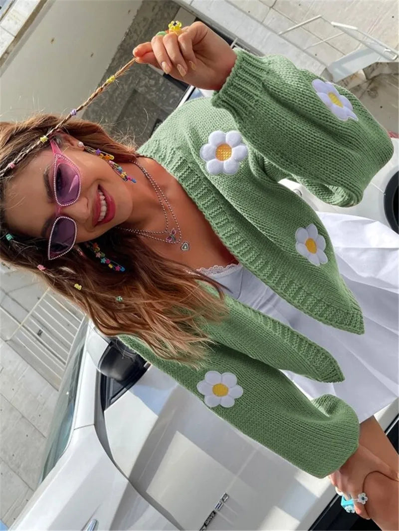 Flowered Cardigan Bomber