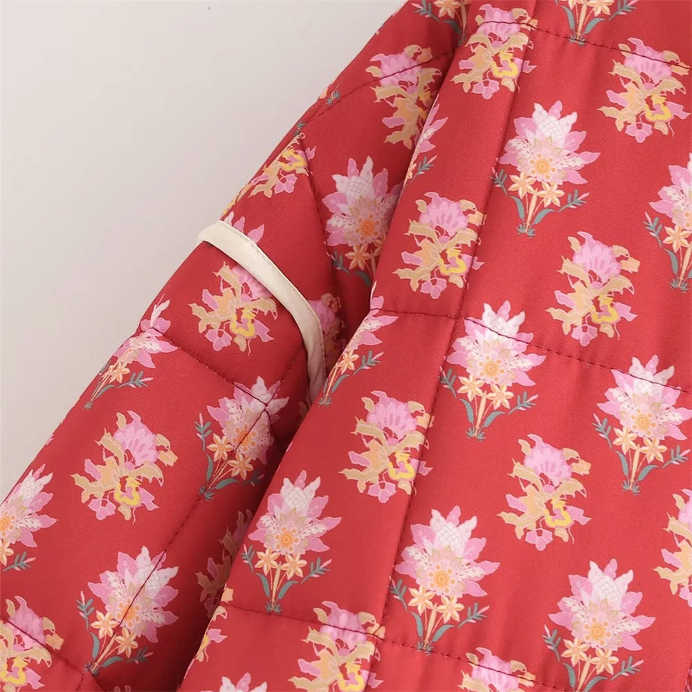 Red Printed Cotton Bomber