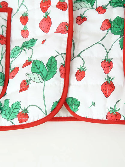 Strawberry Print Puffer Jacket