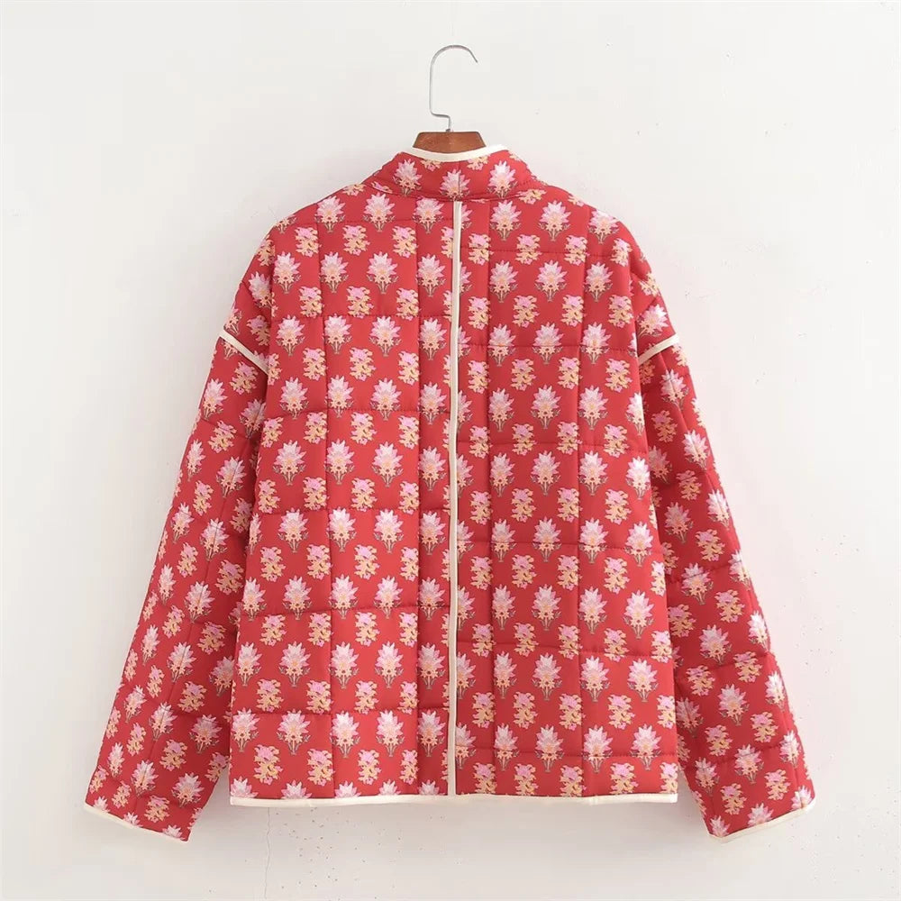 Red Printed Cotton Bomber