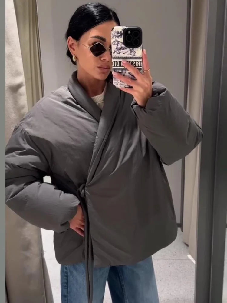 Gray Cotton Kimono Style Jacket