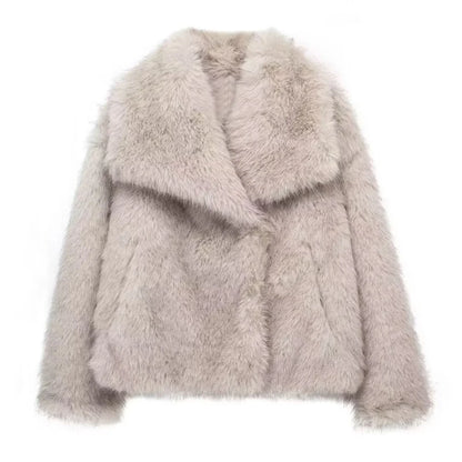 White Fluffy Faux Fur Coat