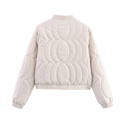 Quilted Floral Embroidery Bomber