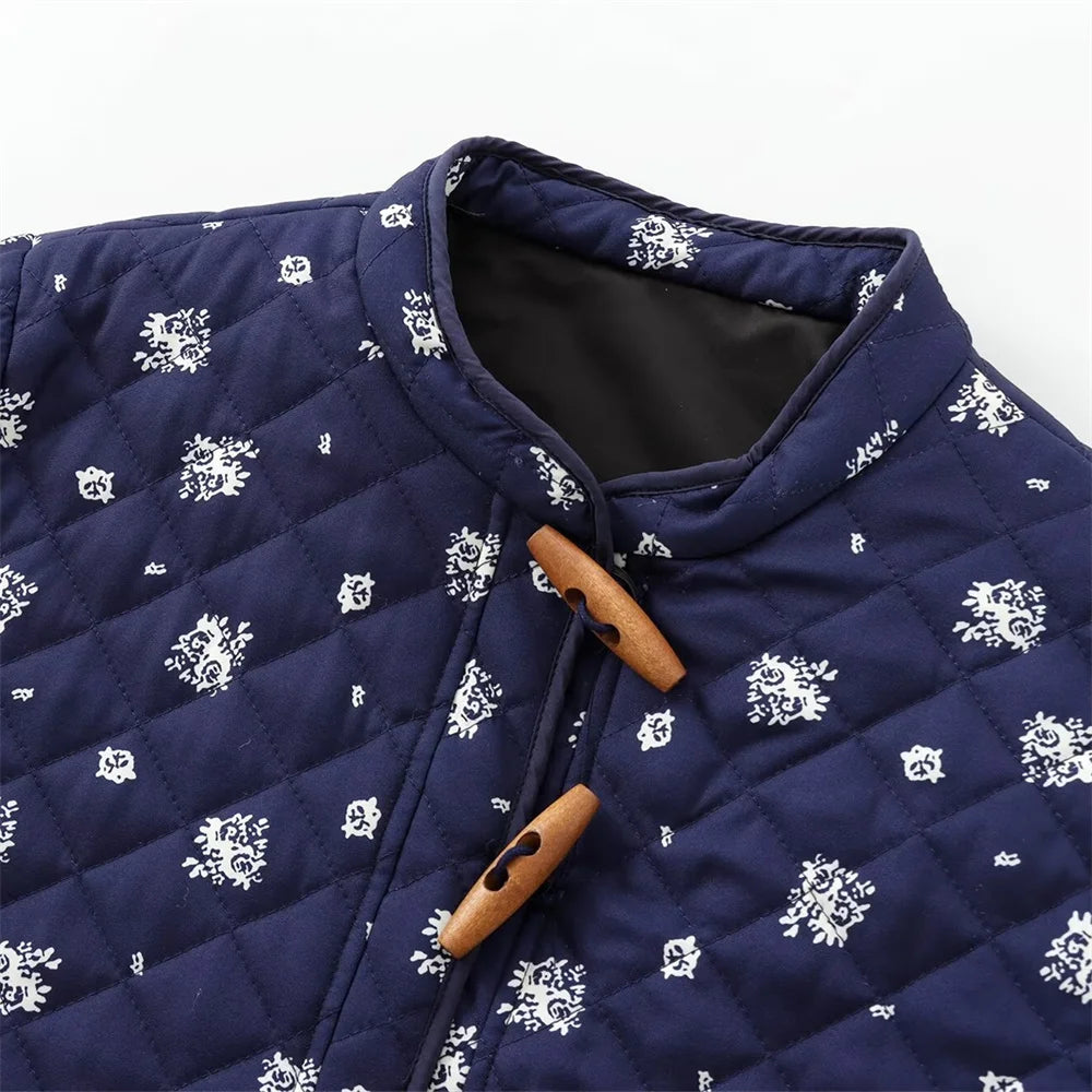 Snow Blue Printed Bomber