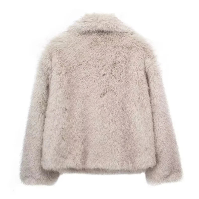 White Fluffy Faux Fur Coat