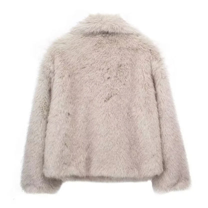 White Fluffy Faux Fur Coat
