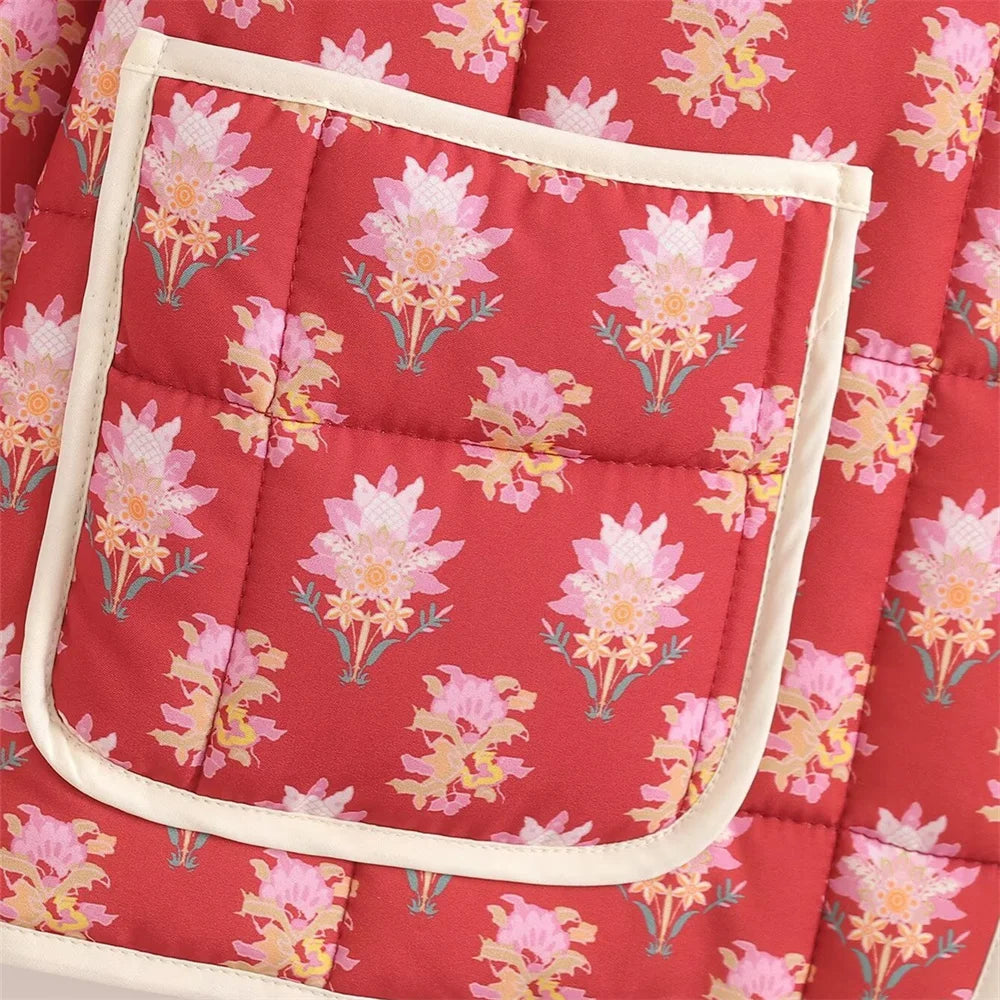 Red Printed Cotton Bomber