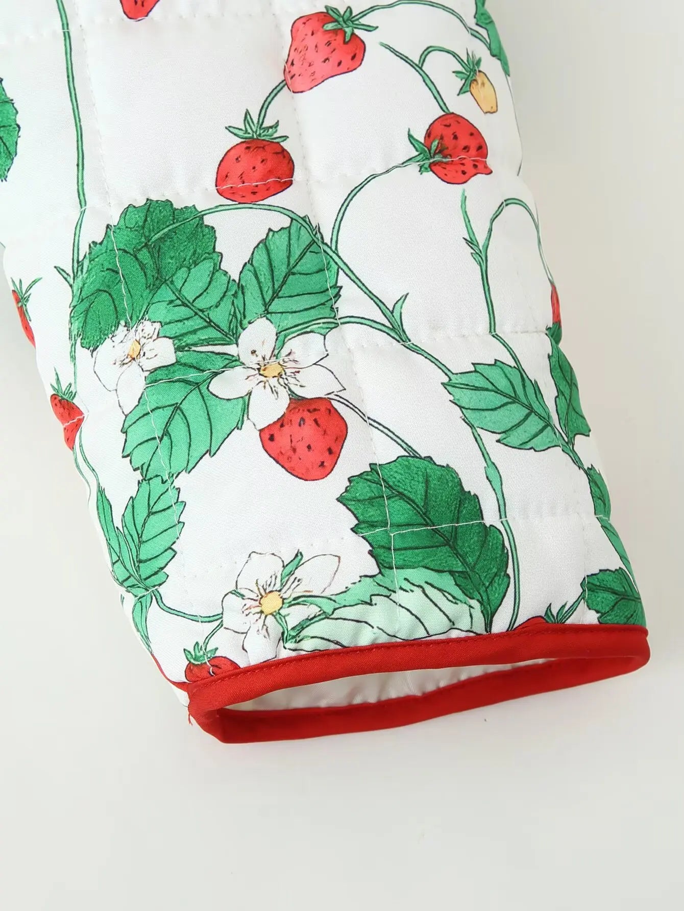 Strawberry Print Puffer Jacket