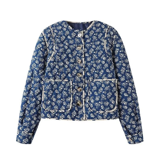 Navy Printed Bomber