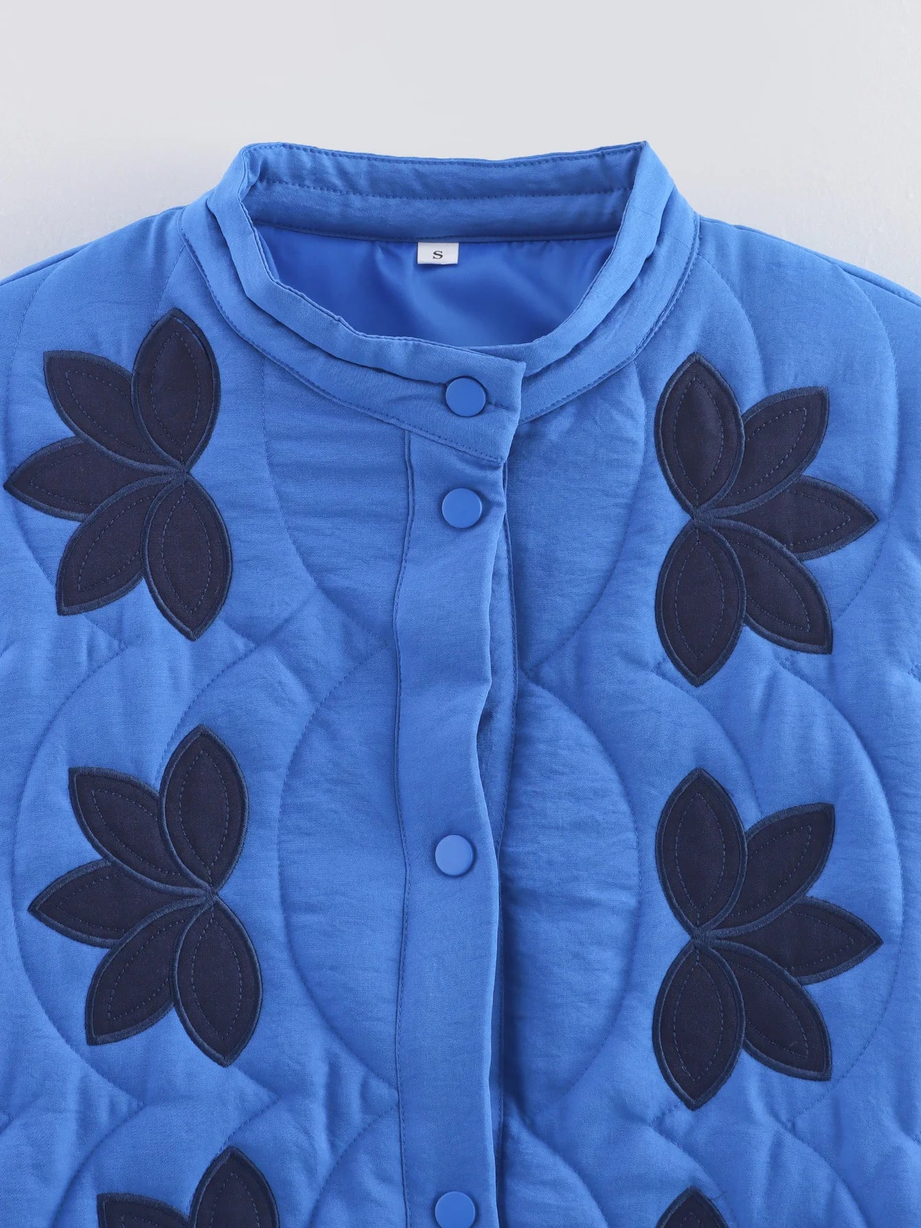 Quilted Floral Embroidery Bomber