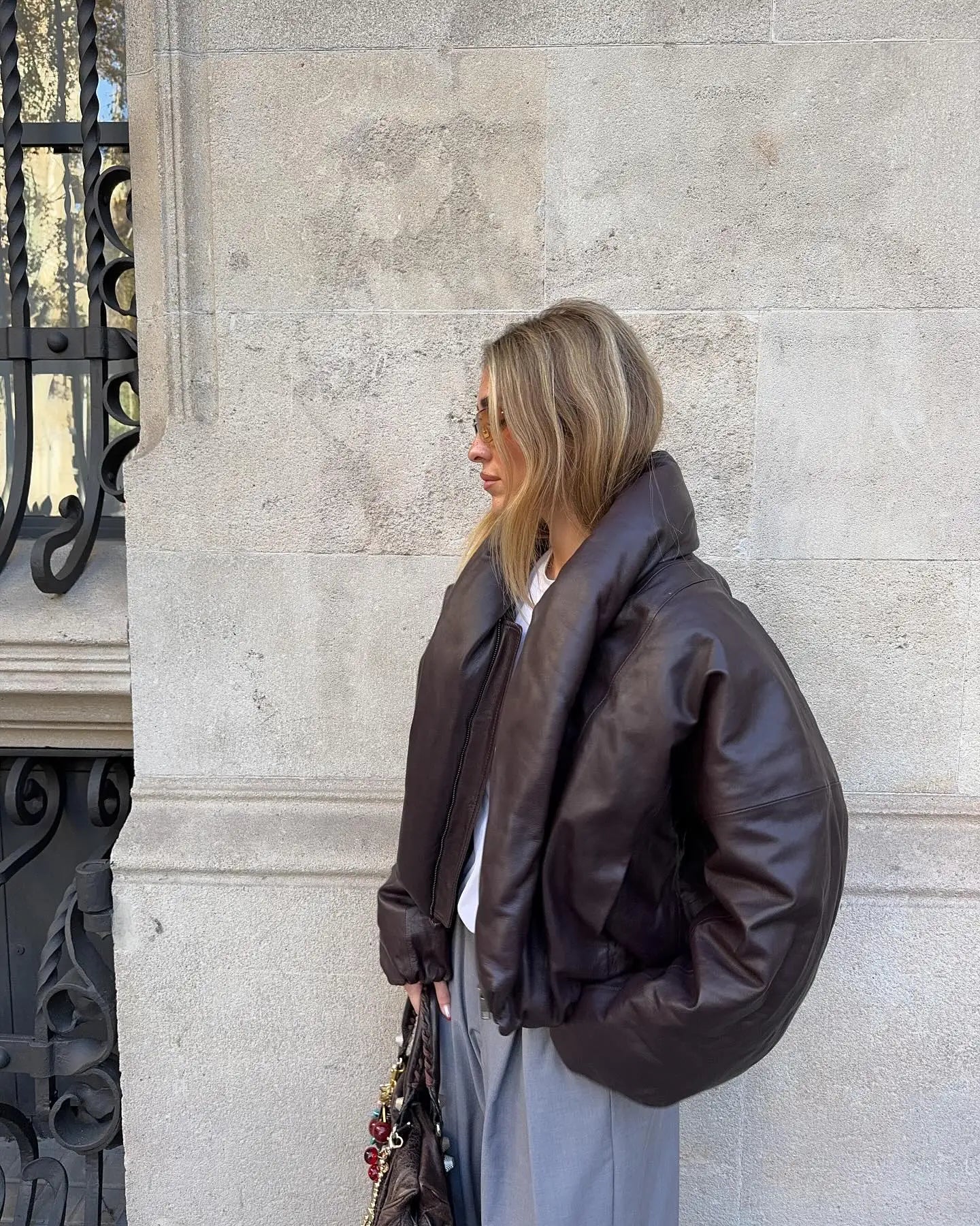 Leather Puffer Jacket