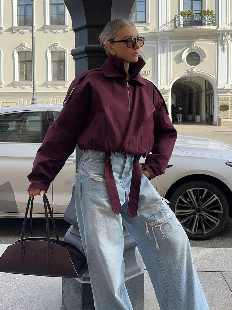 Wine Red Bomber Jacket