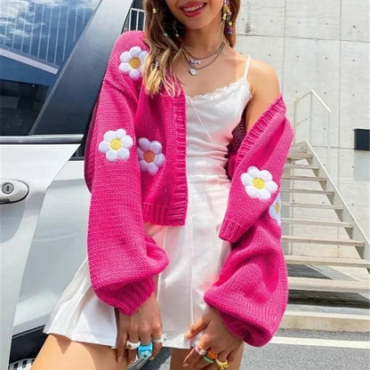 Flowered Cardigan Bomber