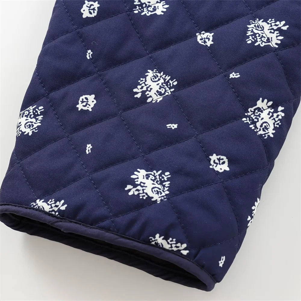 Snow Blue Printed Bomber