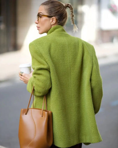 Casual Green Single Button Blazer
