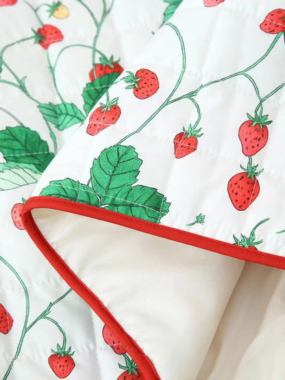 Strawberry Print Puffer Jacket