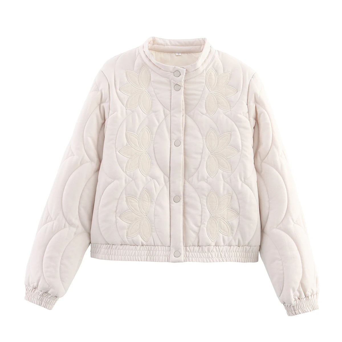 Quilted Floral Embroidery Bomber