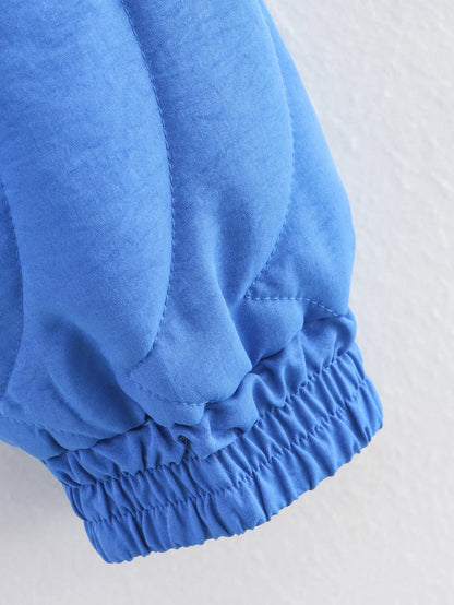 Quilted Floral Embroidery Bomber