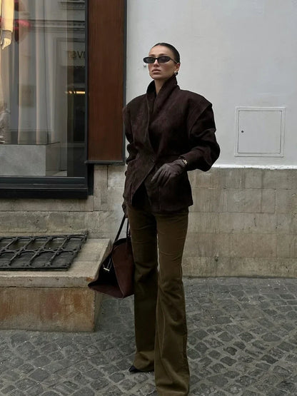 Solid Suede Leather Jacket